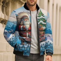 Personalized Native American Santa Claus Bomber Puffer Jacket Merry Christmas - Wonder Print Shop