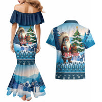 Personalized Native American Santa Claus Couples Matching Mermaid Dress and Hawaiian Shirt Merry Christmas - Wonder Print Shop