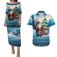 Personalized Native American Santa Claus Couples Matching Puletasi and Hawaiian Shirt Merry Christmas - Wonder Print Shop
