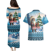 Personalized Native American Santa Claus Couples Matching Puletasi and Hawaiian Shirt Merry Christmas - Wonder Print Shop
