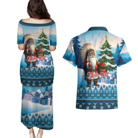 Personalized Native American Santa Claus Couples Matching Puletasi and Hawaiian Shirt Merry Christmas - Wonder Print Shop
