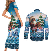 Personalized Native American Santa Claus Couples Matching Short Sleeve Bodycon Dress and Long Sleeve Button Shirt Merry Christmas - Wonder Print Shop