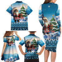 Personalized Native American Santa Claus Family Matching Long Sleeve Bodycon Dress and Hawaiian Shirt Merry Christmas - Wonder Print Shop