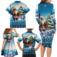 Personalized Native American Santa Claus Family Matching Long Sleeve Bodycon Dress and Hawaiian Shirt Merry Christmas - Wonder Print Shop