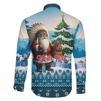 Personalized Native American Santa Claus Family Matching Off The Shoulder Long Sleeve Dress and Hawaiian Shirt Merry Christmas - Wonder Print Shop