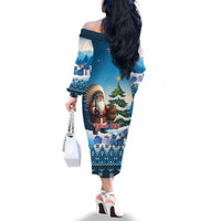 Personalized Native American Santa Claus Family Matching Off The Shoulder Long Sleeve Dress and Hawaiian Shirt Merry Christmas - Wonder Print Shop