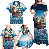 Personalized Native American Santa Claus Family Matching Off Shoulder Maxi Dress and Hawaiian Shirt Merry Christmas - Wonder Print Shop