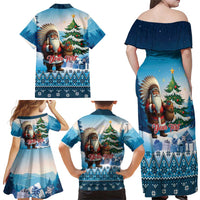 Personalized Native American Santa Claus Family Matching Off Shoulder Maxi Dress and Hawaiian Shirt Merry Christmas - Wonder Print Shop