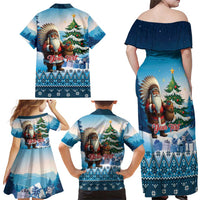 Personalized Native American Santa Claus Family Matching Off Shoulder Maxi Dress and Hawaiian Shirt Merry Christmas - Wonder Print Shop