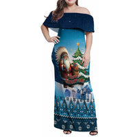 Personalized Native American Santa Claus Family Matching Off Shoulder Maxi Dress and Hawaiian Shirt Merry Christmas - Wonder Print Shop