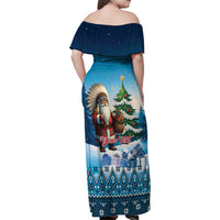 Personalized Native American Santa Claus Family Matching Off Shoulder Maxi Dress and Hawaiian Shirt Merry Christmas - Wonder Print Shop