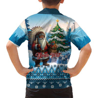 Personalized Native American Santa Claus Family Matching Off Shoulder Short Dress and Hawaiian Shirt Merry Christmas - Wonder Print Shop