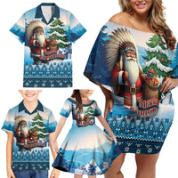 Personalized Native American Santa Claus Family Matching Off Shoulder Short Dress and Hawaiian Shirt Merry Christmas - Wonder Print Shop