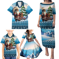Personalized Native American Santa Claus Family Matching Puletasi and Hawaiian Shirt Merry Christmas - Wonder Print Shop