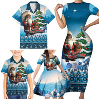 Personalized Native American Santa Claus Family Matching Short Sleeve Bodycon Dress and Hawaiian Shirt Merry Christmas - Wonder Print Shop