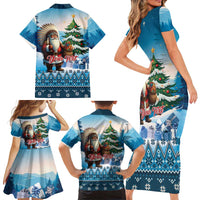 Personalized Native American Santa Claus Family Matching Short Sleeve Bodycon Dress and Hawaiian Shirt Merry Christmas - Wonder Print Shop