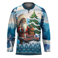 Personalized Native American Santa Claus Hockey Jersey Merry Christmas - Wonder Print Shop