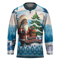 Personalized Native American Santa Claus Hockey Jersey Merry Christmas - Wonder Print Shop