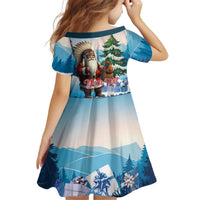 Personalized Native American Santa Claus Kid Short Sleeve Dress Merry Christmas - Wonder Print Shop