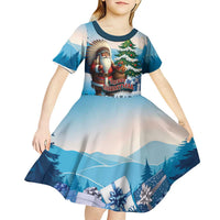 Personalized Native American Santa Claus Kid Short Sleeve Dress Merry Christmas - Wonder Print Shop