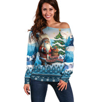 Personalized Native American Santa Claus Off Shoulder Sweater Merry Christmas - Wonder Print Shop