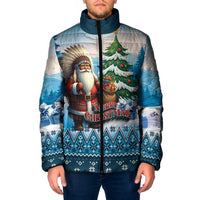 Personalized Native American Santa Claus Padded Jacket Merry Christmas - Wonder Print Shop