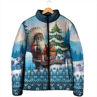 Personalized Native American Santa Claus Padded Jacket Merry Christmas - Wonder Print Shop