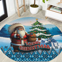 Native American Santa Claus Round Carpet Merry Christmas - Wonder Print Shop
