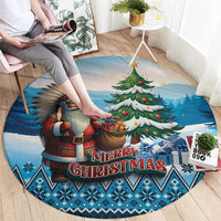 Native American Santa Claus Round Carpet Merry Christmas - Wonder Print Shop