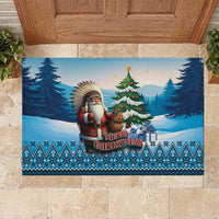 Native American Santa Claus Rubber Doormat Merry Christmas - Wonder Print Shop