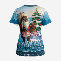 Personalized Native American Santa Claus Scrub Top Merry Christmas - Wonder Print Shop