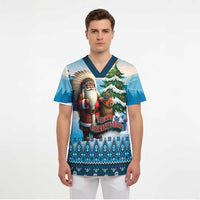 Personalized Native American Santa Claus Scrub Top Merry Christmas - Wonder Print Shop