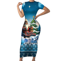 Personalized Native American Santa Claus Short Sleeve Bodycon Dress Merry Christmas - Wonder Print Shop