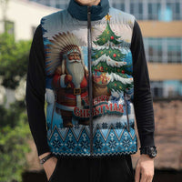 Personalized Native American Santa Claus Sleeveless Puffer Jacket Merry Christmas - Wonder Print Shop