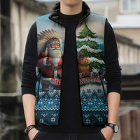 Personalized Native American Santa Claus Sleeveless Puffer Jacket Merry Christmas - Wonder Print Shop