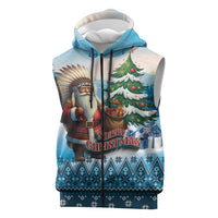 Personalized Native American Santa Claus Sleeveless Zip Hoodie Merry Christmas - Wonder Print Shop