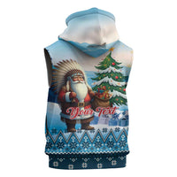 Personalized Native American Santa Claus Sleeveless Zip Hoodie Merry Christmas - Wonder Print Shop