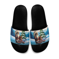 Native American Santa Claus Slide Sandals Merry Christmas - Wonder Print Shop