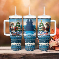 Personalized Native American Santa Claus Tumbler With Handle Merry Christmas - Wonder Print Shop