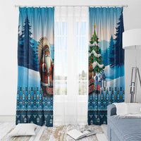 Native American Santa Claus Window Curtain Merry Christmas - Wonder Print Shop
