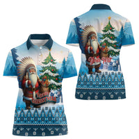 Personalized Native American Santa Claus Women Polo Shirt Merry Christmas - Wonder Print Shop