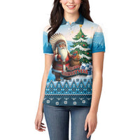 Personalized Native American Santa Claus Women Polo Shirt Merry Christmas - Wonder Print Shop