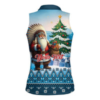 Personalized Native American Santa Claus Women Sleeveless Polo Shirt Merry Christmas - Wonder Print Shop