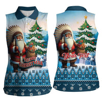 Personalized Native American Santa Claus Women Sleeveless Polo Shirt Merry Christmas - Wonder Print Shop