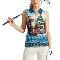 Personalized Native American Santa Claus Women Sleeveless Polo Shirt Merry Christmas - Wonder Print Shop