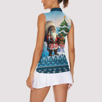 Personalized Native American Santa Claus Women Sleeveless Polo Shirt Merry Christmas - Wonder Print Shop