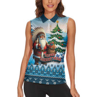 Personalized Native American Santa Claus Women Sleeveless Polo Shirt Merry Christmas - Wonder Print Shop