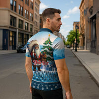 Personalized Native American Santa Claus Zipper Polo Shirt Merry Christmas - Wonder Print Shop
