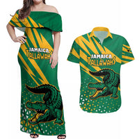 Custom Jamaica Cricket Tallawahs Couples Matching Off Shoulder Maxi Dress and Hawaiian Shirt Fi Wi Tallawahs Champions - Wonder Print Shop