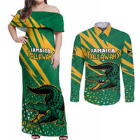Custom Jamaica Cricket Tallawahs Couples Matching Off Shoulder Maxi Dress and Long Sleeve Button Shirt Fi Wi Tallawahs Champions - Wonder Print Shop